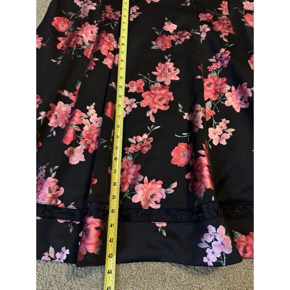 LANE BRYANT Black Fit-Flare Dress Pink Floral Vneck Romantic Formal Preppy 26/28 - Picture 10 of 11